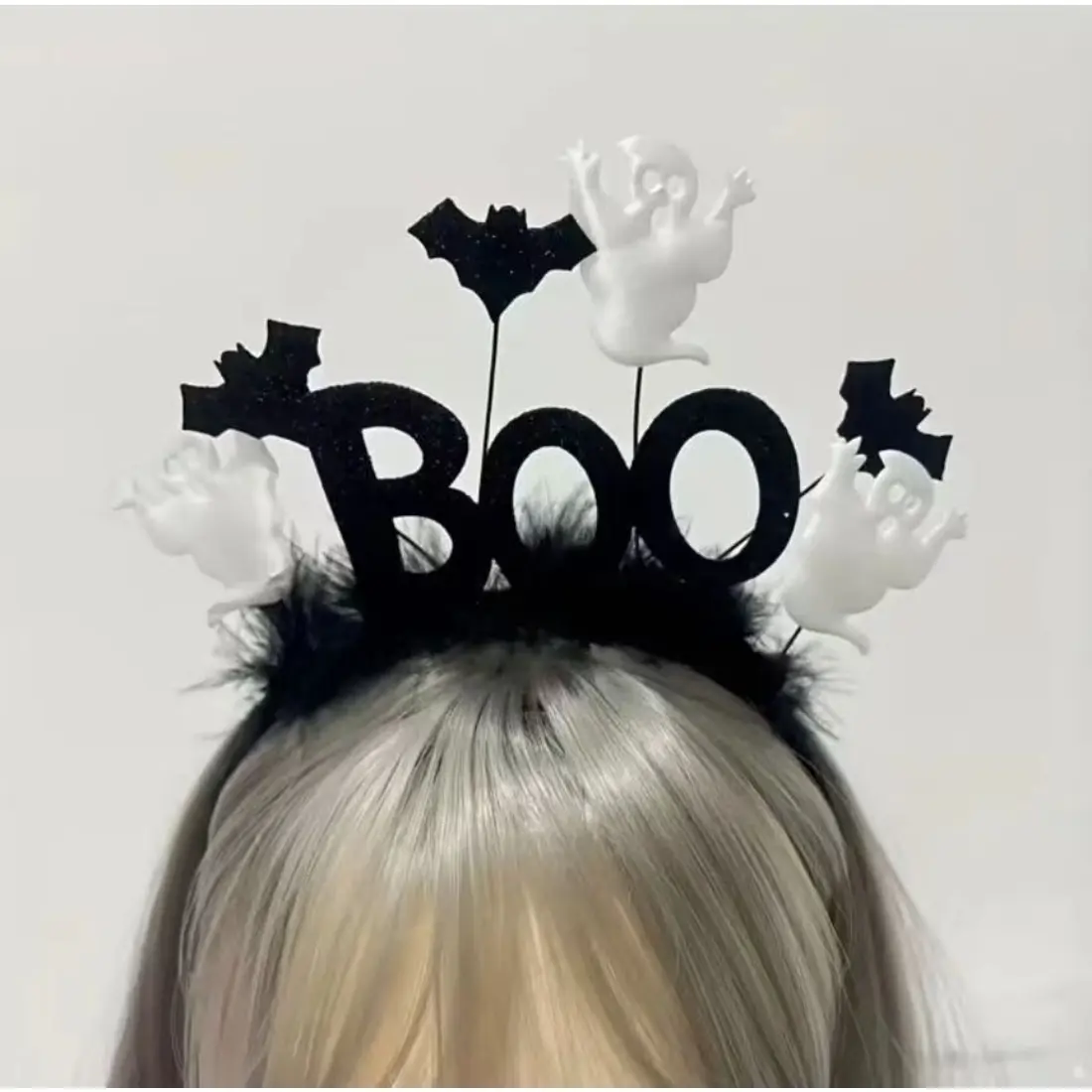 Feminine Felt Headband with Cute Pumpkin, Ghost & Bat, Spooky Halloween Costume Hair Accessory for Women & Girls Party Dress Up, Chic, Prop, Masquerade Ball Festival Dress Up Prop, Stainless Steel