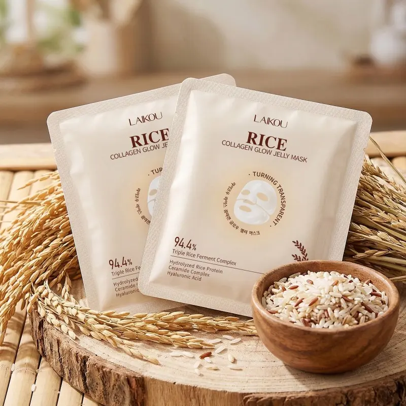 Fermented Rice Transparent Jelly Facial Mask, Hydrolyzed Rice Protein Collagen Mask Deep Moisturizing & Revitalizing Skin, Anti-Dullness Face Sheet Mask Suitable for All Skin Types Home Beauty Care Peel Off Mask