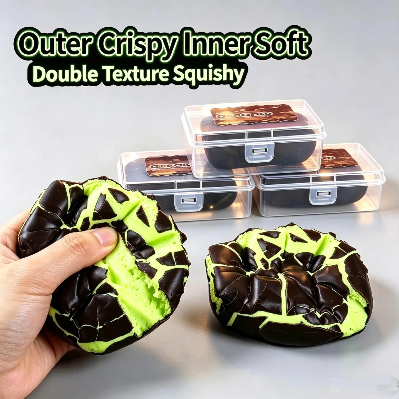 Crispy Double-Layer Chocolate Stress Toy, Crunchy Exterior Soft Interior, Office Relaxation, Desk Decor, Holiday Gift, Kids Fun Hand Play
