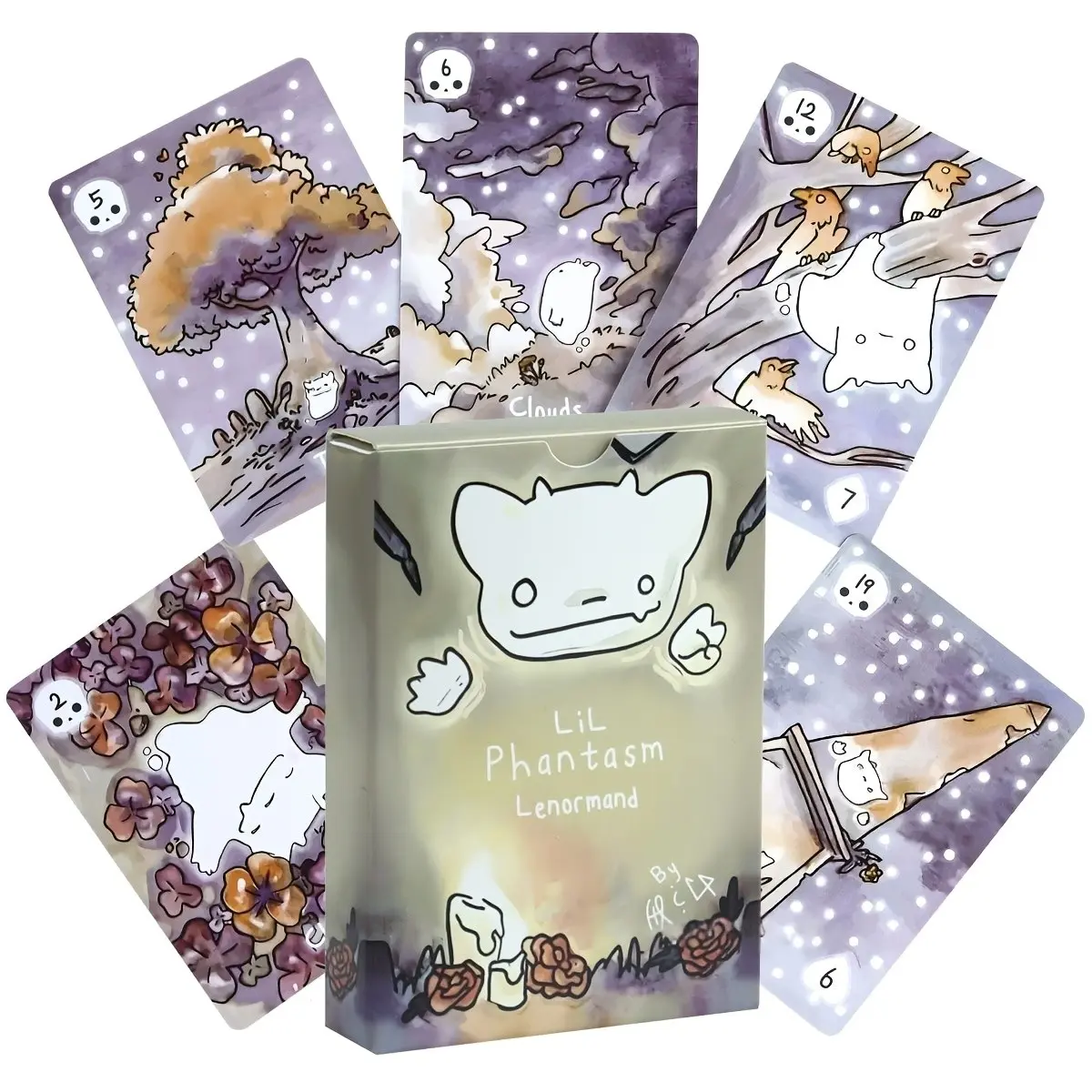Little Phantom Lenormand Tarot Deck, 36 Cards, Watercolor Style, Ideal for Card Games & Collectors, Perfect Gift for Halloween, Christmas, Thanksgiving, Birthday, Tarot Card Decks