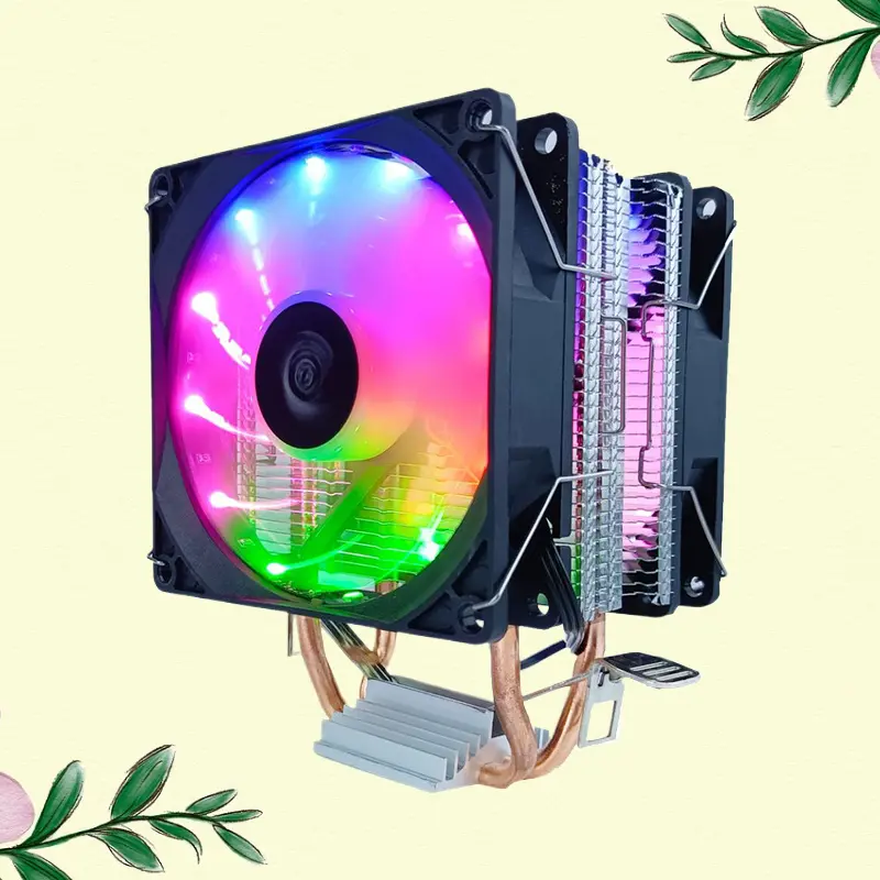 2 Heat Pipe Tower CPU Cooler, 13x10cm Multi-Platform Compatible Heatsink with Blue LED Lighting, Silent Cooling Fan for Desktop Computer Processors