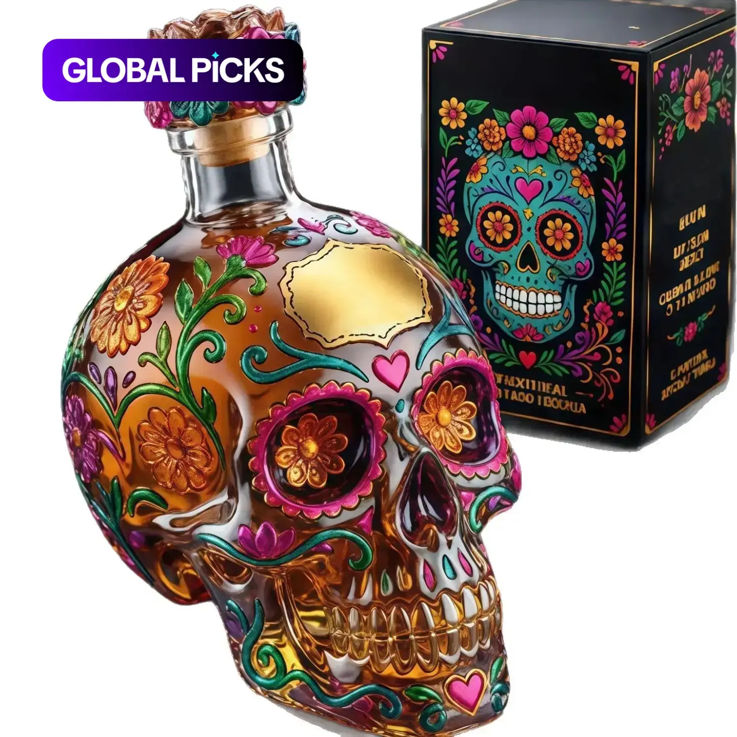 Halloween Skull Whiskey Bottle, 350ML Glass Decanter, Home Decor Item, Unique Skeleton Design, Perfect for Parties and Gifts #GLOBAL PICKS