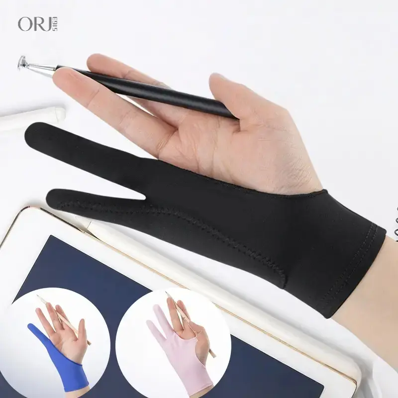 2pc Artist Drawing Gloves for Drawing Lovers & Students, 2-Finger Stretchable Anti-Friction Smudge Guard with Palm Rejection & Fingerprint Prevention, Professional for Digital Drawing Tablet, Sketching, Black/Blue/Pink,B,Touchscreen,Winter,lar,t,tail,set,