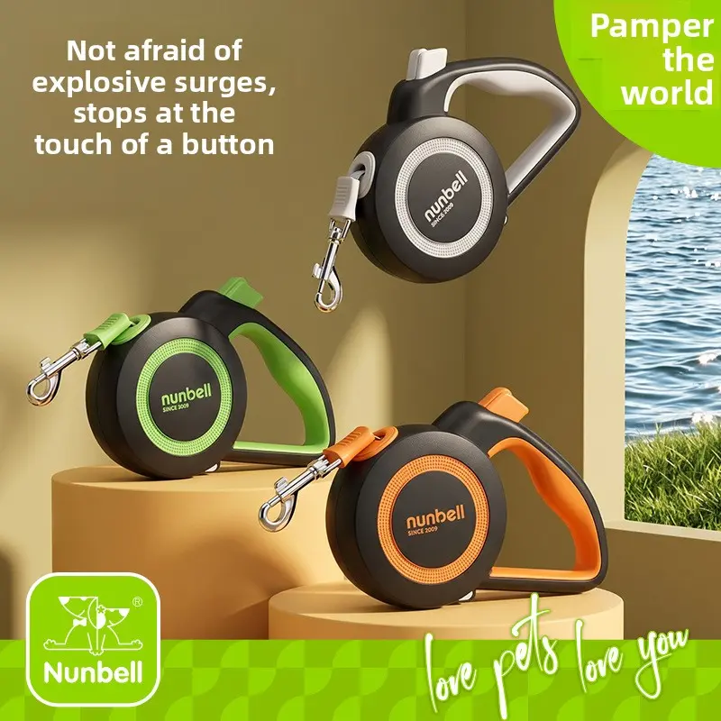 Nunbell Automatic Retractable Pet Leash - Cross-Border, Nylon Fiber, Auto Stop, Leash Included for Cats and Dogs