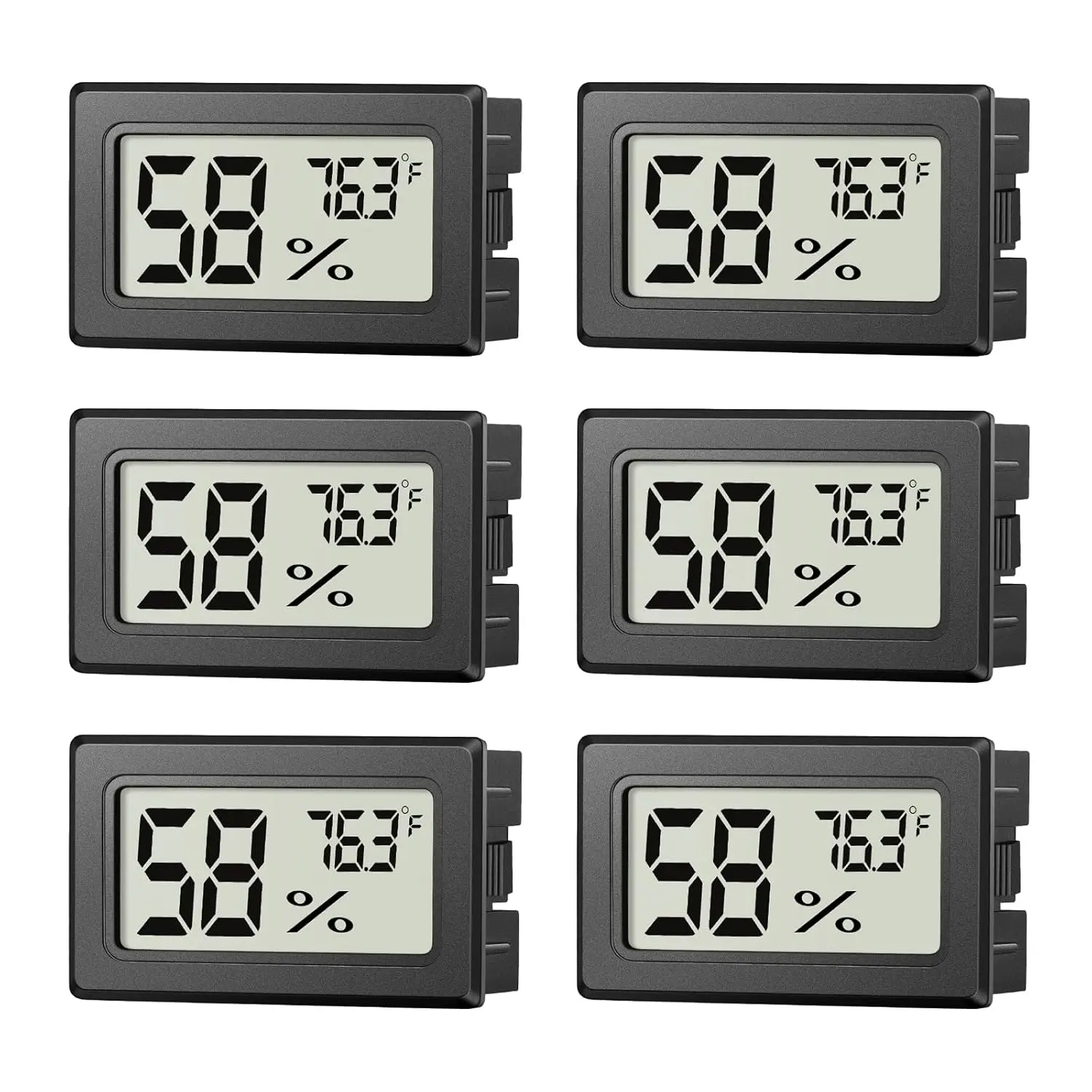 6 Pack Mini Hygrometer Indoor Humidity Meter, Small Digital Thermometer Humidity Gauge Meter, Indoor Thermometer Hygrometer Monitor Fahrenheit ( ℉ ) for Thermostat Reptile Tank, Mason Jars
