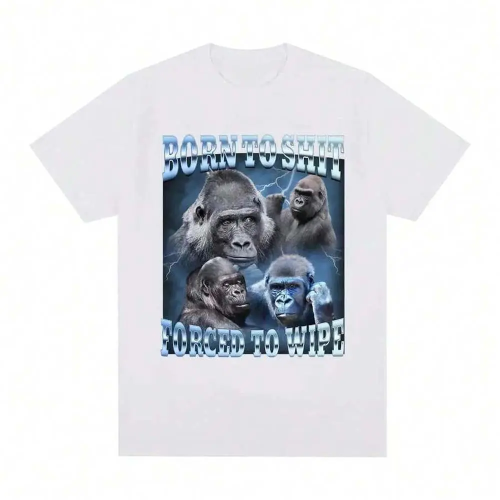 Unisex T-shirt, basic T-shirt, fun gorilla print T-shirt, casual short-sleeve T-shirt for men and women, comfortable for summer, breathable, pure cotton