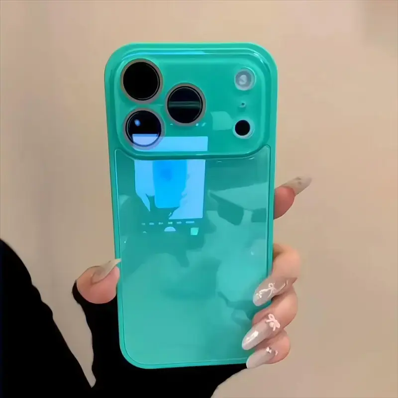 Macaron Crystal Glass Phone Case for iPhone 17/16/15/14/13/12/11 Pro Max, Full-Cover Lens Protection, Minimalist Premium Smartphone Accessory for Handheld Cellphone Devices (17 Pro Compatible)