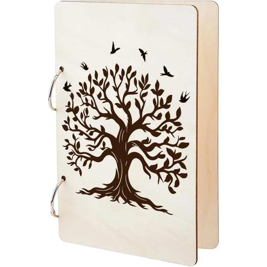 Tree of Life Greeting Card Holder Organizer Tree and Birds Wooden Card Keeper Binder Birthday Cards Keeper Photo Album Cover Graduation Wedding Planner Journal  Gifts