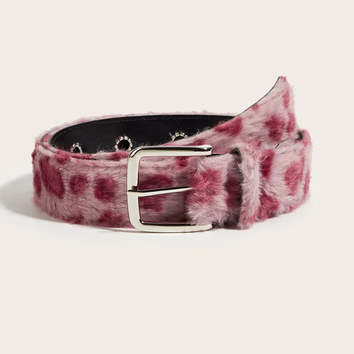 Women Y2K Fuzzy Leopard Print Waist Belt, Plush Faux Fur Pin Buckle Adjustable Belt, Alt Streetwear Decor Strap, Fashion Fluffy Belt to Match Jeans & Skirts