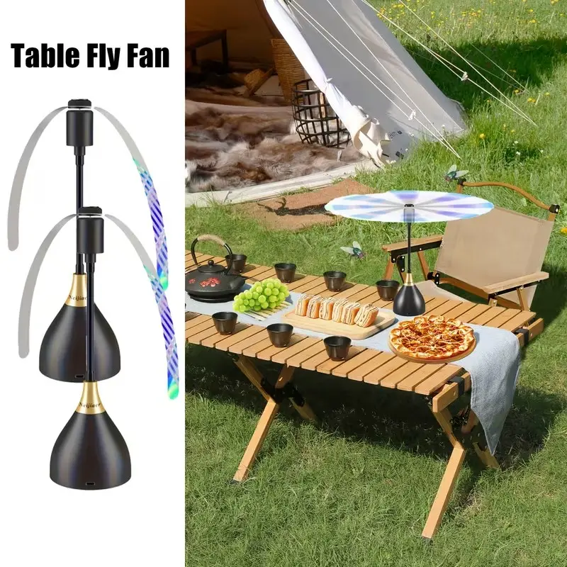2pcs Fly Fans for Tables, Effective Fly Repellent Fan with Soft Blades Keeps Flies Away, Retractable Foldable Lightweight Electric Fly Fan Portable Outdoor Fly Fan for Picnic, BBQ Portable Fly Fans Keep for Your Food Clean