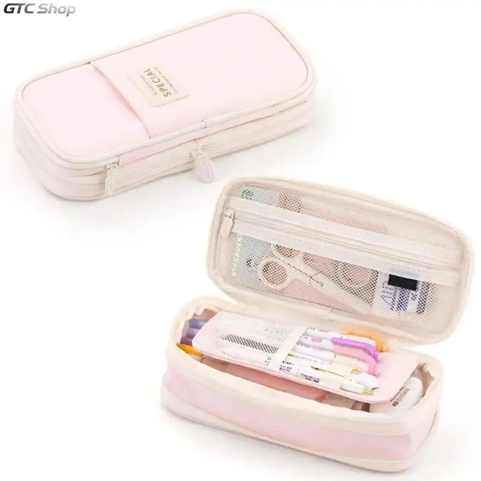 Large capacity zipper pencil case, trendy colorful aesthetic design. Portable stationery bag perfect for school, travel, also a nice gift choice for teen girls.