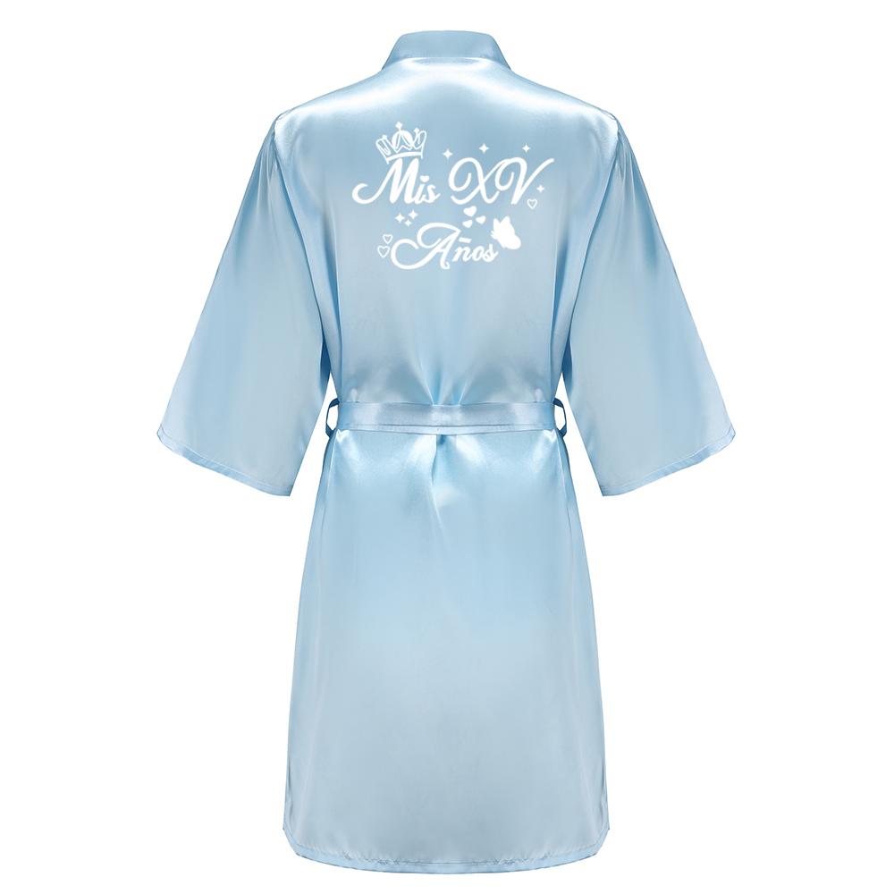 Princess Sweet 15 Years Girl Birthday Party Robes Quinceanera Robe Mis XV Bathrobe Silkly Nightgown