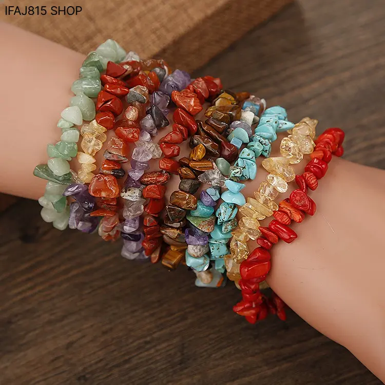 Women's Handmade Natural Stretch Elastic Crystal Beaded Bracelet - Adult Healing Stone Wristband with Topaz, Redstone, Red Coral, Aquatic Agate, Colorful Stones, Minimalist Fashion Accessory for Yoga, 17-22cm, 12g Birthday Gift, PU