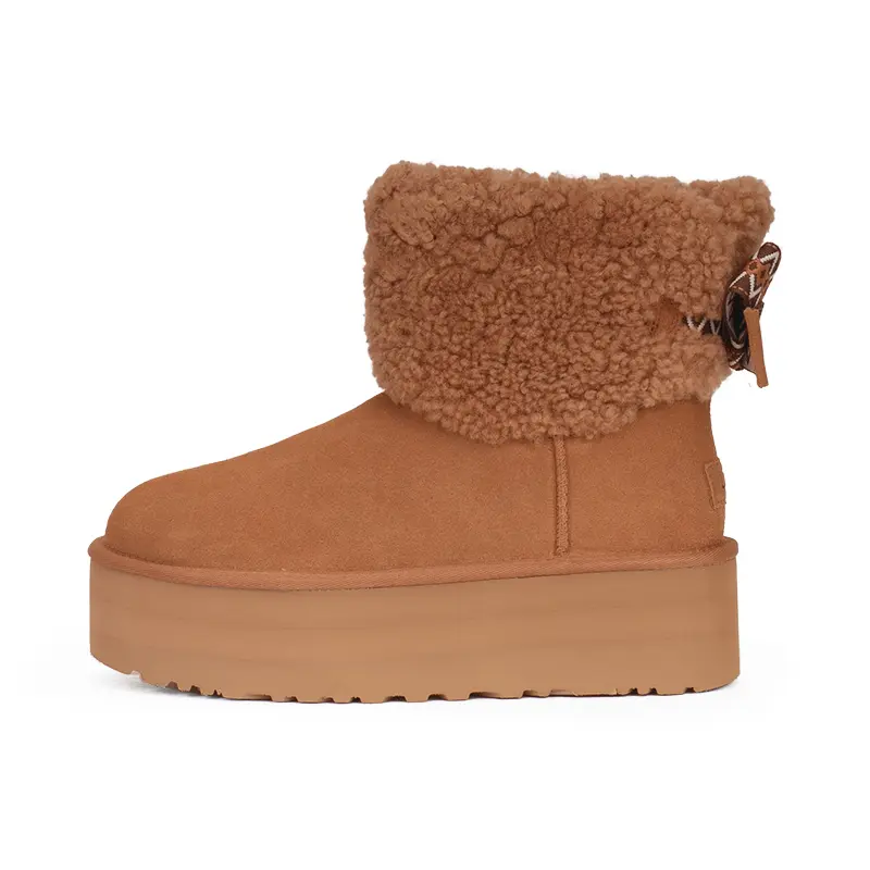 UGG Cow Split Leather Comfortable Casual Thick Sole Short Snow Boots 1158267-CHE