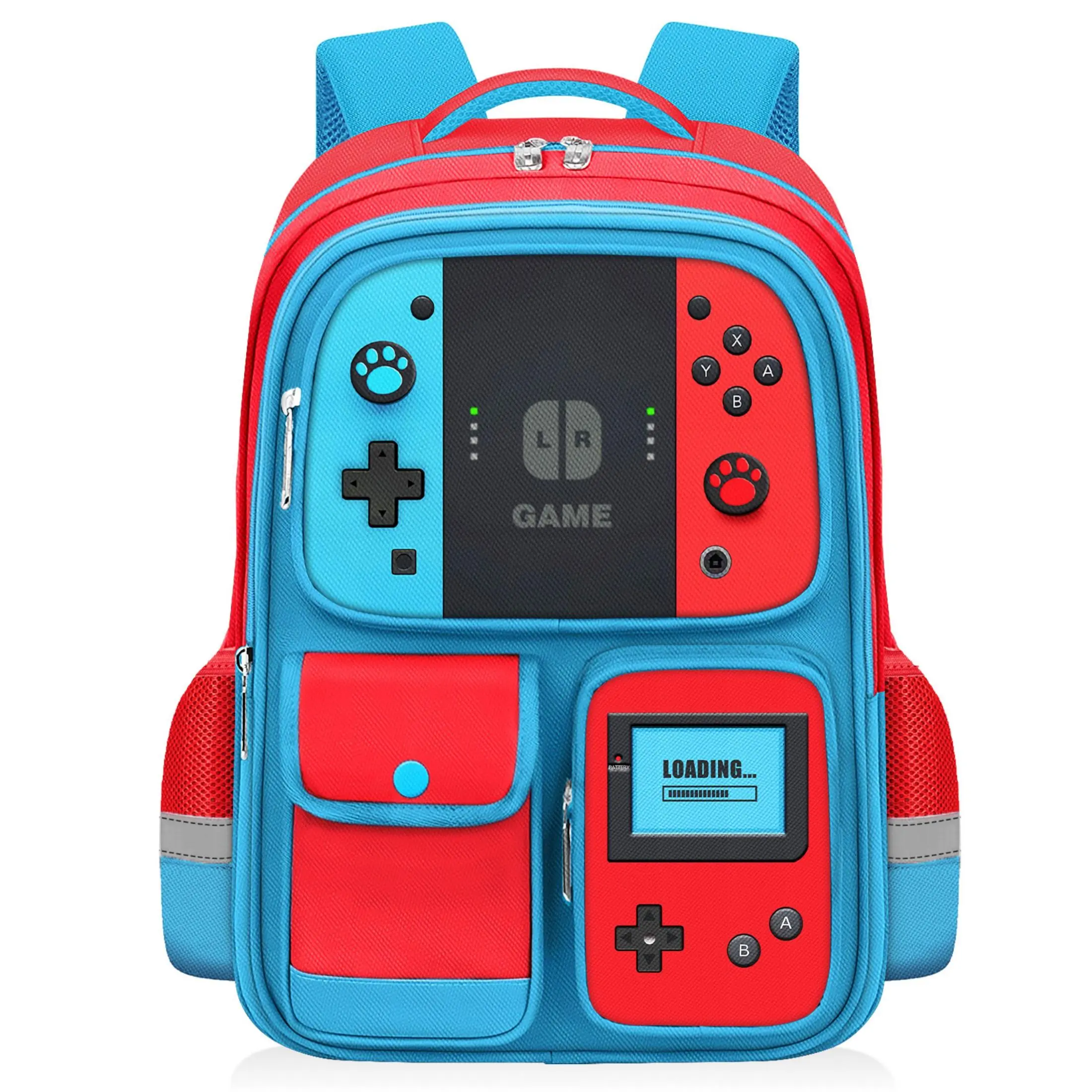 Boys' 17in Chic Look Game Theme Nylon Backpack - Safe Materials, Large Capacity, Ideal for 6-18 Age Elementary/Middle School Students, Back to School & Travel Use