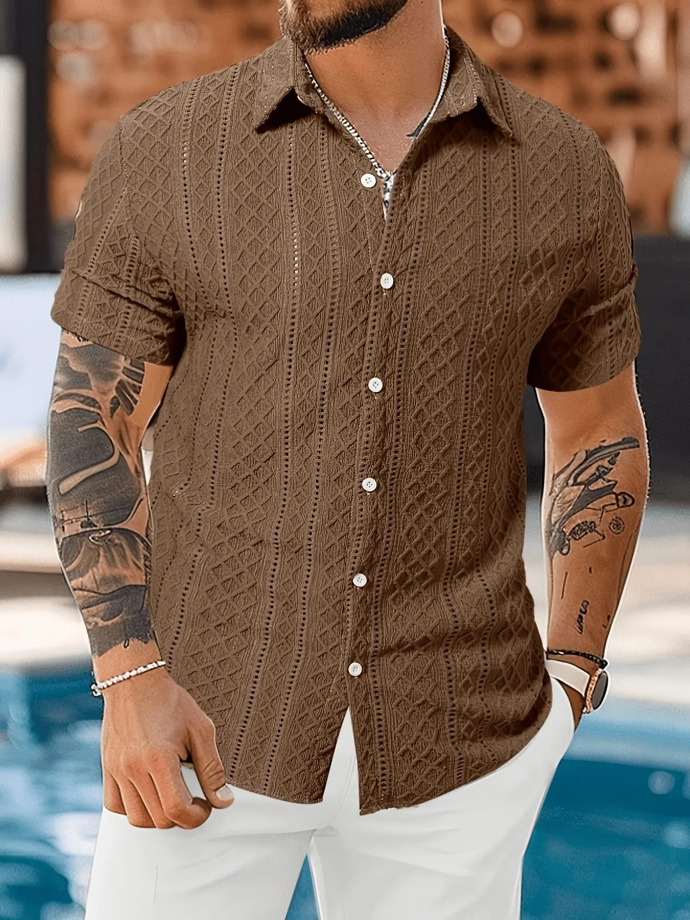 Men's Mature Casual Shirt Bestseller, Solid Color Shirt, Perfect for Hawaii Beach, Daily Wear, Gift for Boyfriend or Dad