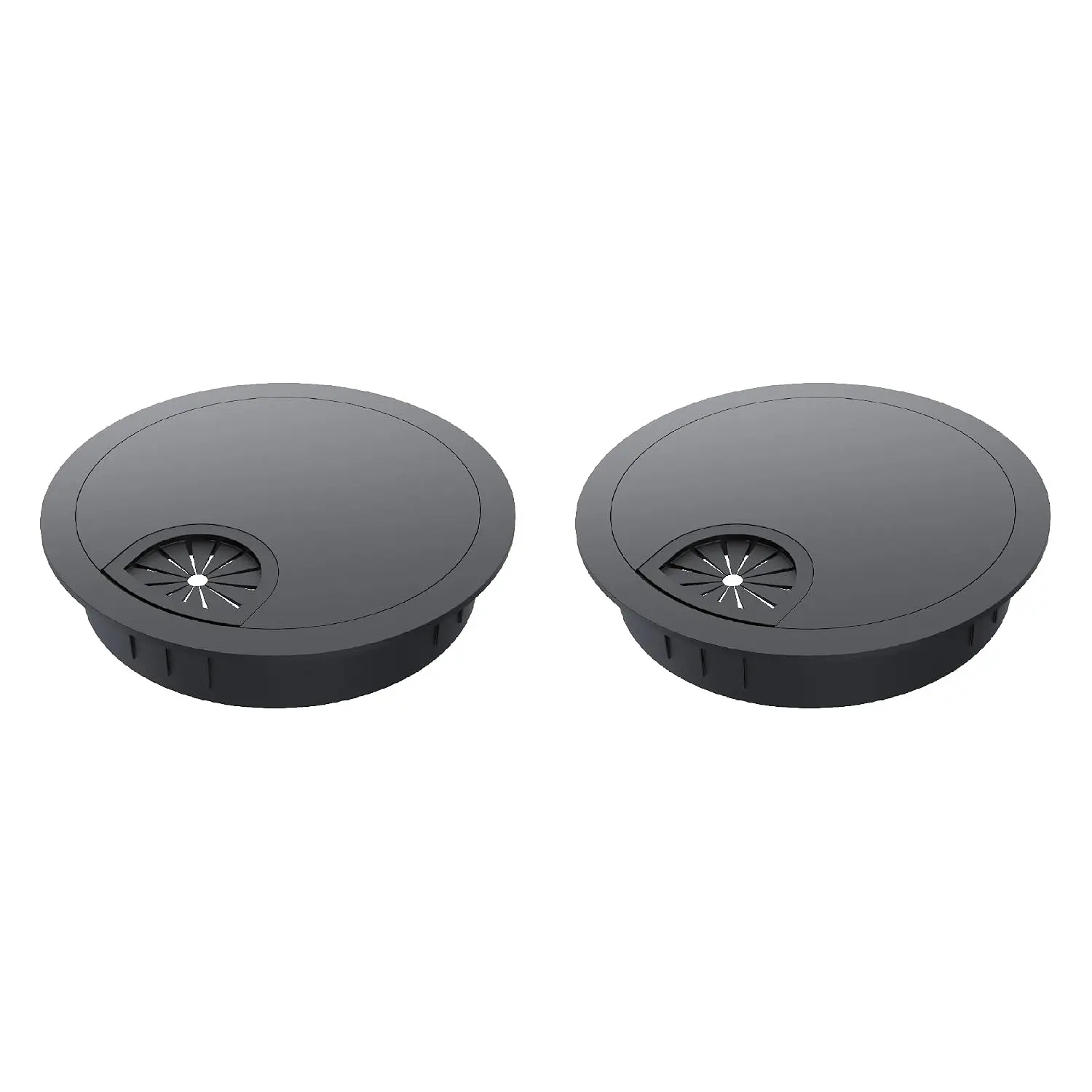 2 Pack Desk Grommet 2 Inch 50mm, Zinc Alloy  Desk Wire Hole Cover, Office Desktop Cord  Hole Metal Ring, Black