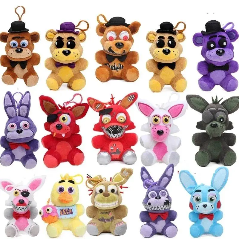 Hot Sale 15cm FNAF Plush Keychain Toy Bear Toys Golden Bear Foxy Stuffed Dolls Plush Toys Soft Plush Kids Gifts Doll Birthday