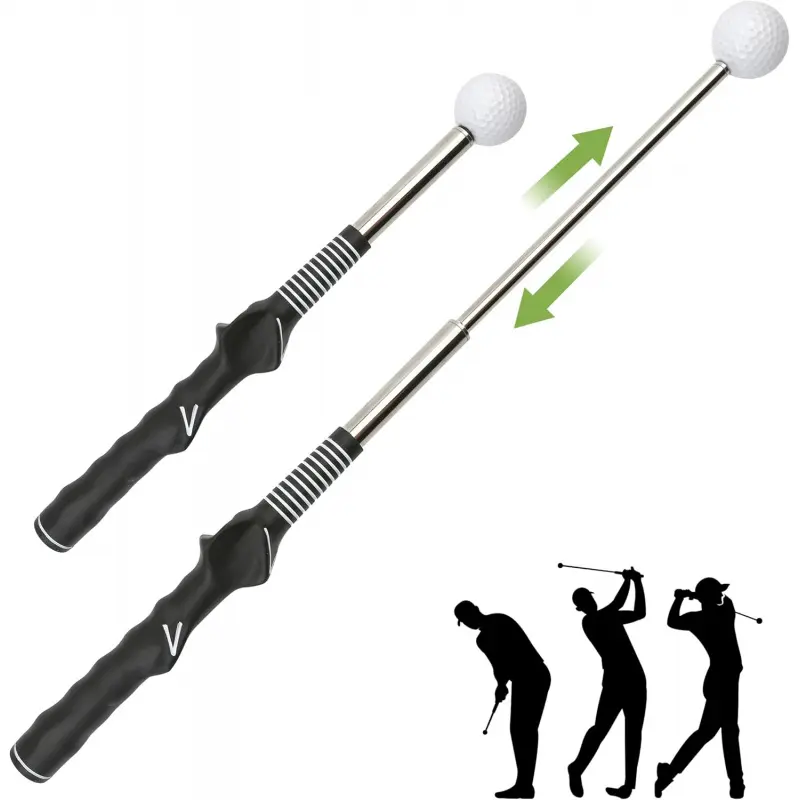 Retractable Golf Swing Training Aid, Golf Grip Trainer & Golf Swing Trainer for Warm-up, Right-Handed Golf Club for Indoor Practice, Golf Accessories - Strength & Tempo Training for Chipping Hitting
