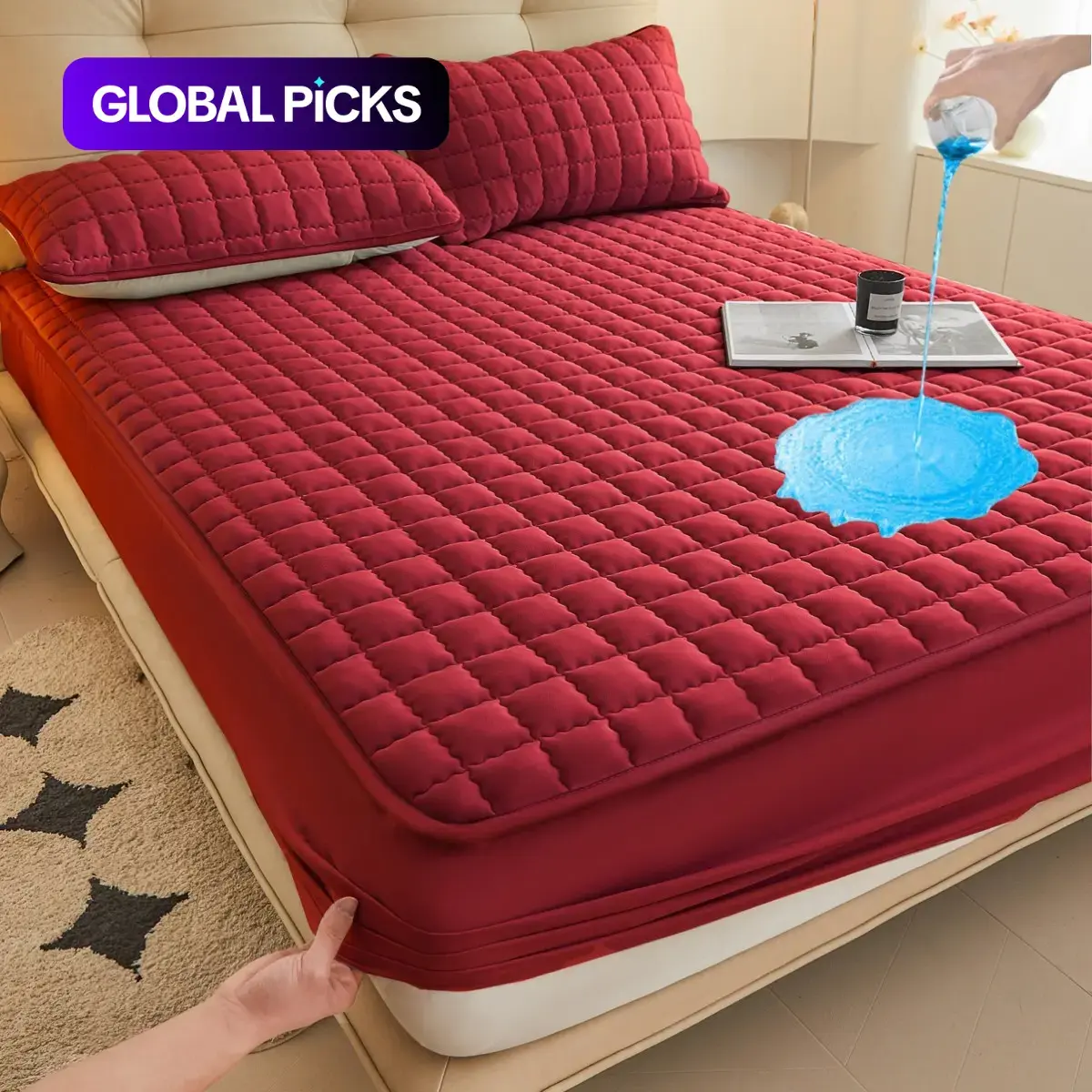 2/3pcs Waterproof Mattress Protector, Fitted Sheet & Mattress Cover Set with Deep Pocket Soft Noiseless Breathable Stain-Resistant Bed Cover, Machine Washable, Includes Pillowcases for Bedroom, Guest Room, Dorm, Pets, Elderly, Hotels #GLOBAL PICKS