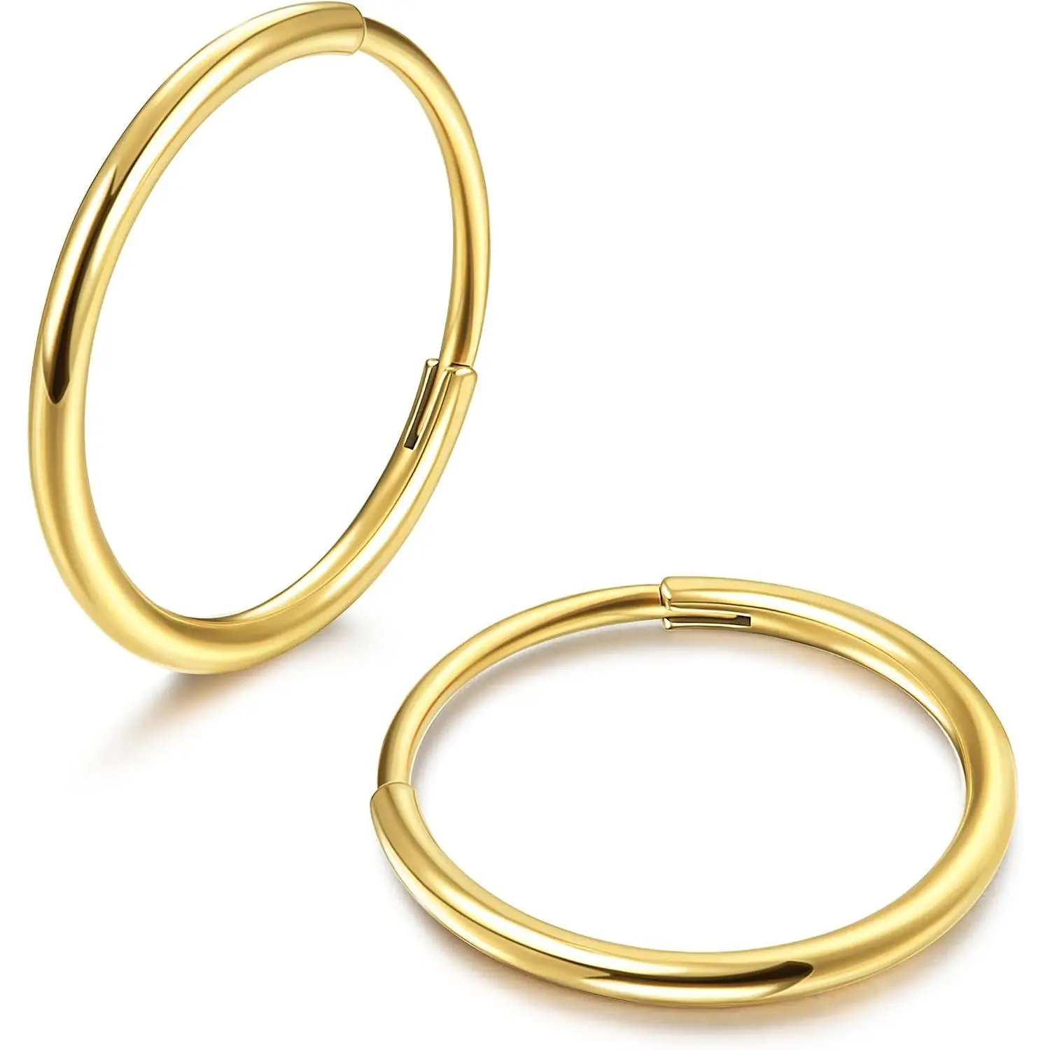 G23 Titanium Hoop Earrings for Women Men  Hinged Huggie Hoop Earrings Cartilage Helix Sleeper Lightweight Small Hoop Earring //Rose /Black