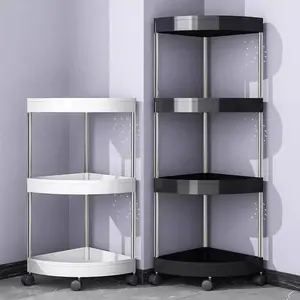 Modern 3-Layer/4-Layer Corner Bookshelf, Foldable, Assembled, Multi-Functional, Organizing, Decor, Ideal for Bathroom, Kitchen, Cosmetics, Bath Products