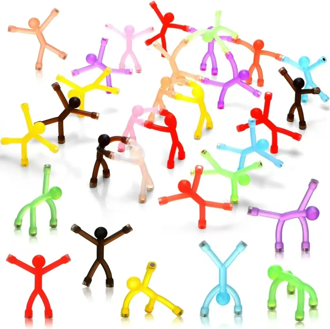 10Pcs Magnetic Bendable Little People Figurines - Multi-Color Movable Desk Stress Relief Hand Toy, Educational Science & Technology Gift for Kids Travel Favors