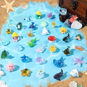 36pcs Mini Ocean Resin Animals Tiny Sea Animals Figurines Marine Miniature Plastic Animals Aquarium Ornaments Decorations for DIY Fish Tank Potted Micro Fairy Garden Dollhousefidget toys