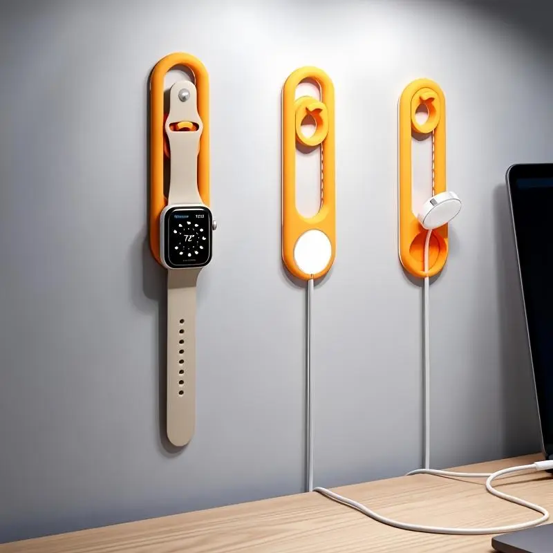 Adjustable Wall Mount Accessories Organizer for Smart Watches, Compact Space Saver Charging Holder with Cable Management