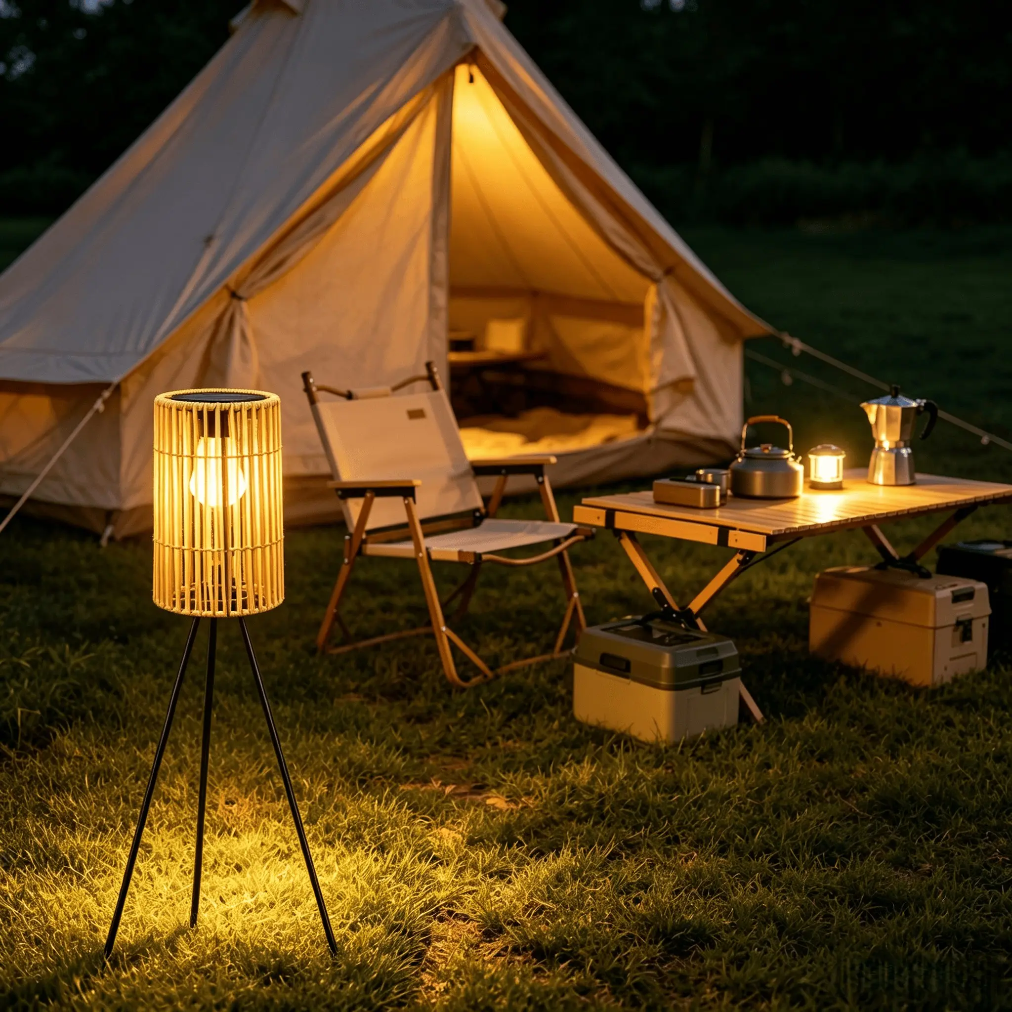 Solar Woven Rattan Floor Lamp, Rustic Iron Tripod Lantern, Farmhouse Floor Lamps, Adjustable Height, Warm Color Outdoor Lighting, Ideal for Patios, Gardens, Cafes