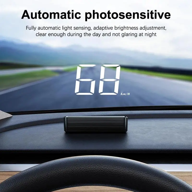 Car Speedometer HUD, GPS Head-Up Display with Digital Speed Readout, Windshield Projector for Cars and Trucks, USB Powered, 12V Power Socket