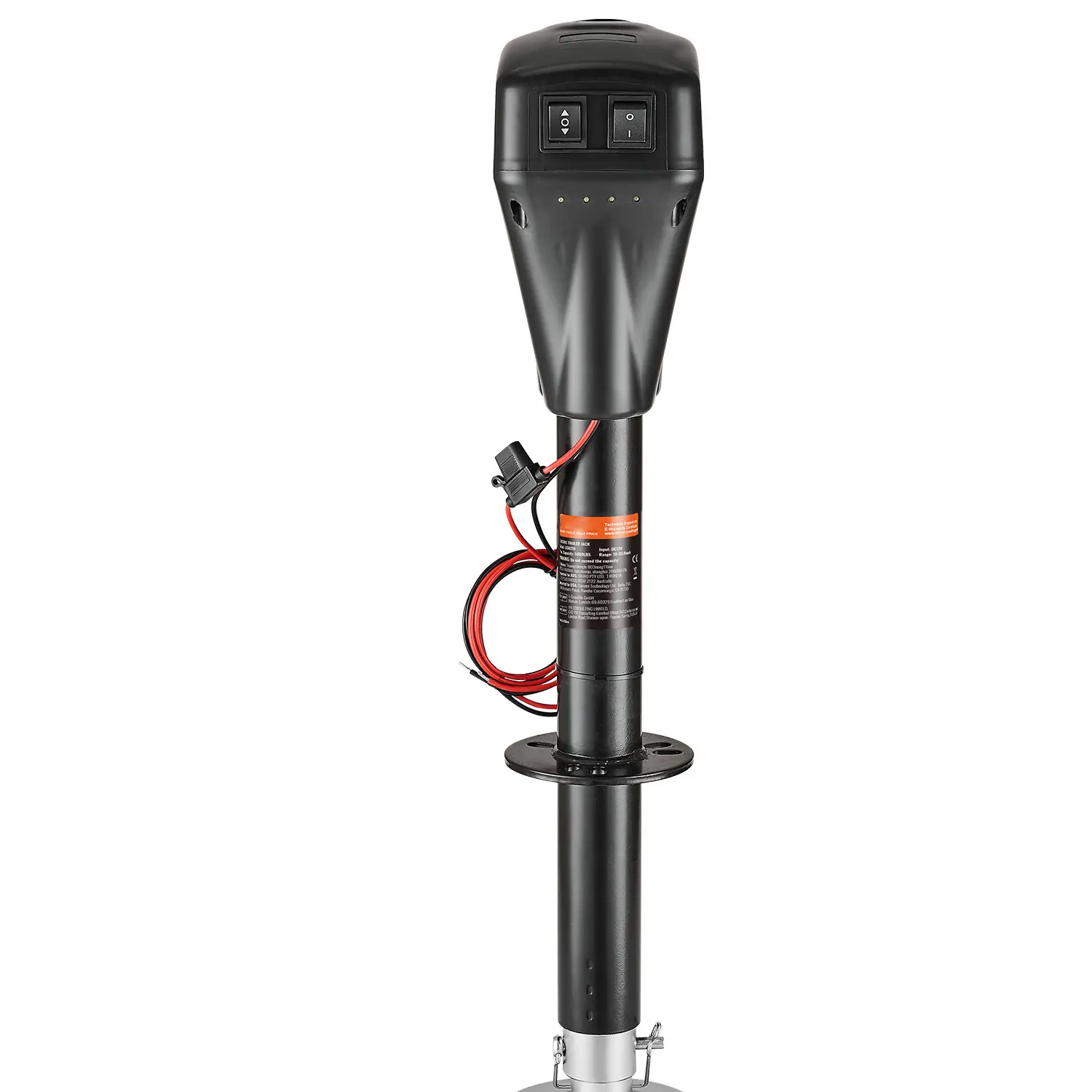 Electric Trailer Jack, Heavy Duty RV Electric Power Tongue Jack with Way Connector, 350W Maximum Power, DC 12V Voltage, Carbon Steel Construction, Versatile Application