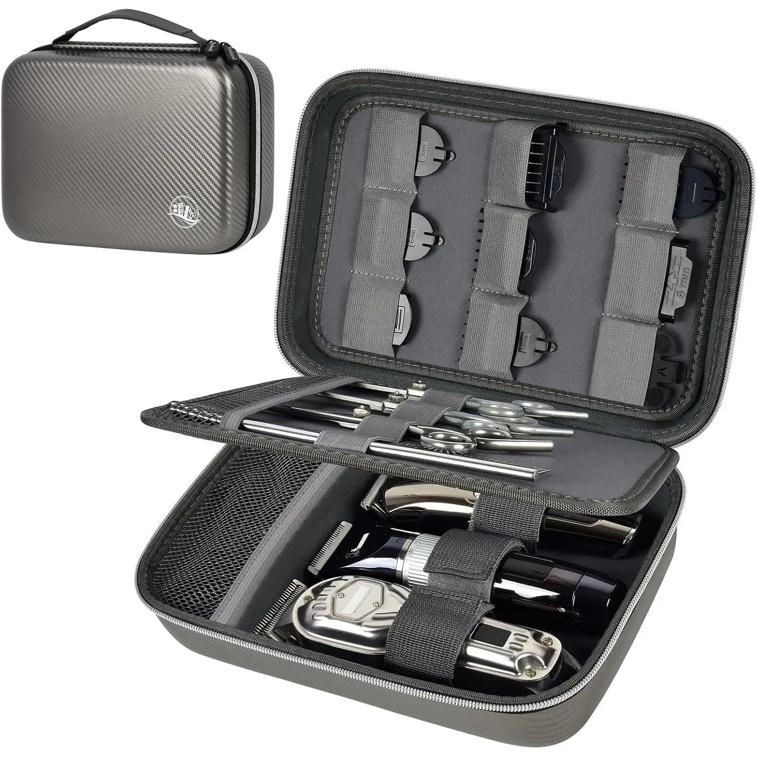 Barber Accessories Bag for Clippers and Supplies, Mens Hair Trimmers Box, Portable Storage Organizer for Hair , Guard  Kit and Barbers Supplies (Bag Only) (Dark Grey)
