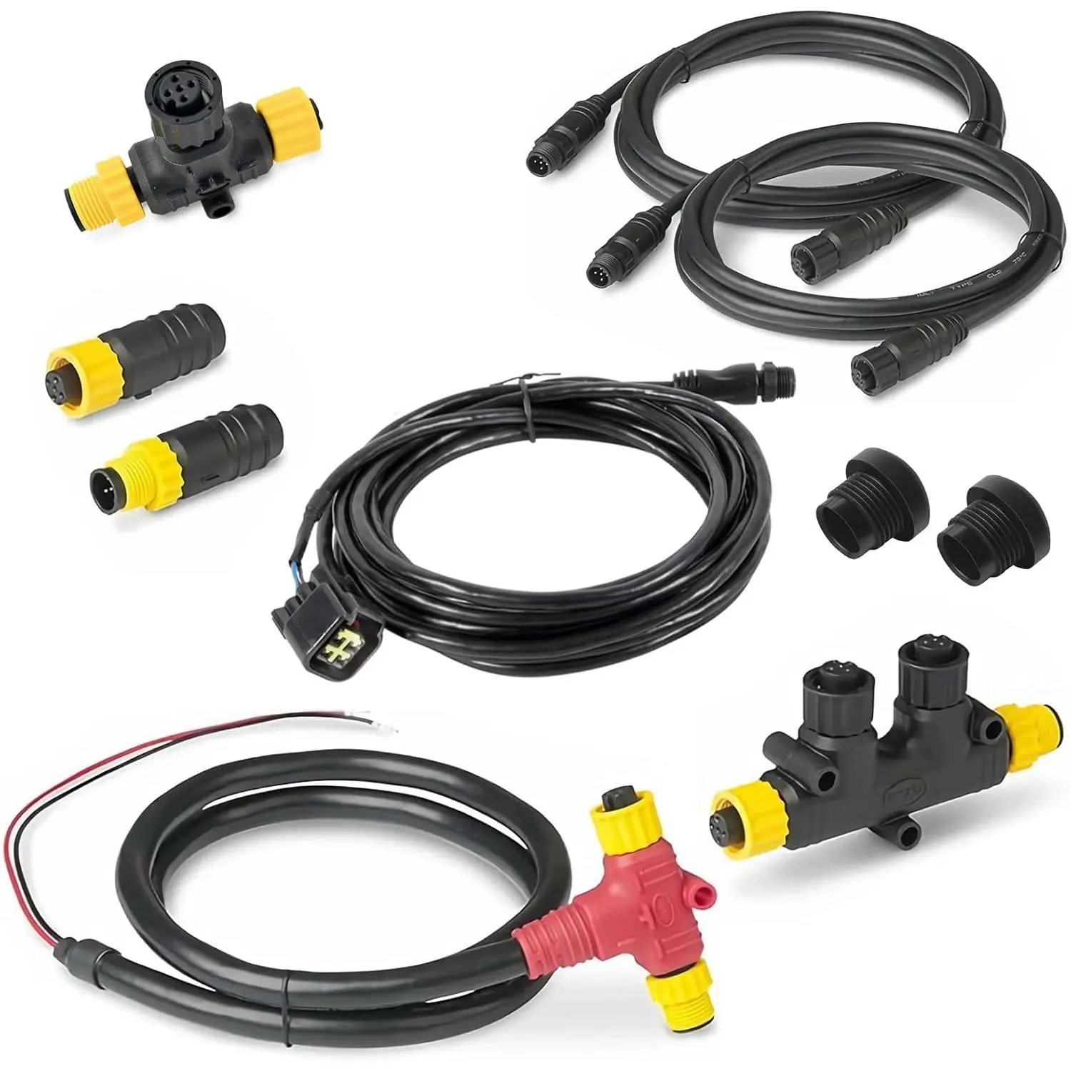 BoDoux 2000 Starter Kit and Engine Interface Cable for Yamaha Outboard Engine 2006-2023 Bundle, Dual Tees Kits Terminators Marine 2K Network for Lowrance Garmin Replace# 000-0120-37 3004.6865