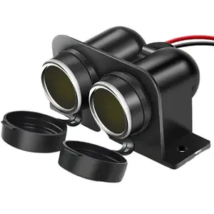 Nilight 12V DC Dual Cigarette Lighter Socket with Wire, Plastic High Current Resistance Replacement Plug Receptacle with Cover, 2 Fixing Screws for Cars, Motorcycles, RVs (50060B)