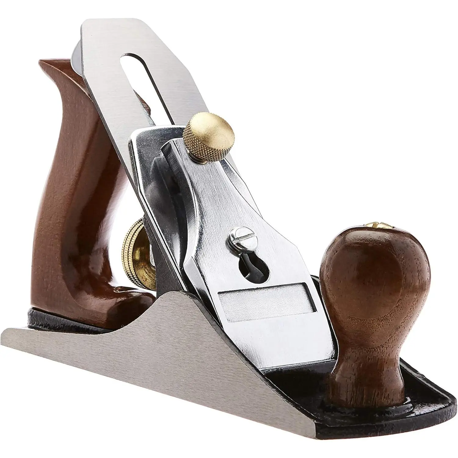 No.4 Adjustable Precision Smoothing Bench Hand Plane for Woodworkers - 2-in Steel Blade, Durable Cast Iron Body, Contoured Grip Wooden Handles, Adjustable Gear, Impact-Resistant Handle, Woodworking Tool, Brown, 2-Inch