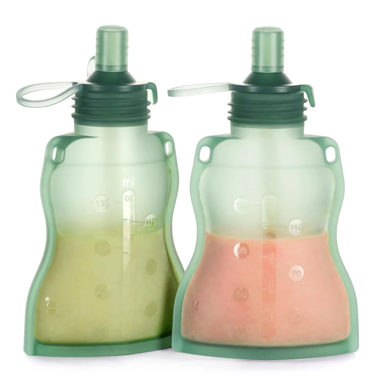 Yummy Pouch Reusable Baby Food Pouch, Reusable Pouches  Toddlers Kids Squeezable Pouch, Washable Freezer - Make Homemade Organic Food  Babies/Toddlers, 4oz, 2 Pack,6m+(Pea Green) utensil
