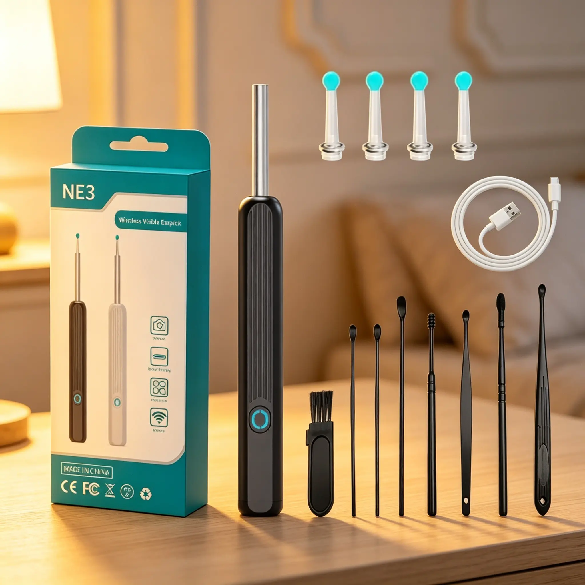 Smart Visual Earwax Remover with 360° Precision Camera, Wireless Ear Otoscope, Rechargeable LED Light, Home Ear Inspection Tool, Ear Cleaner with Camera