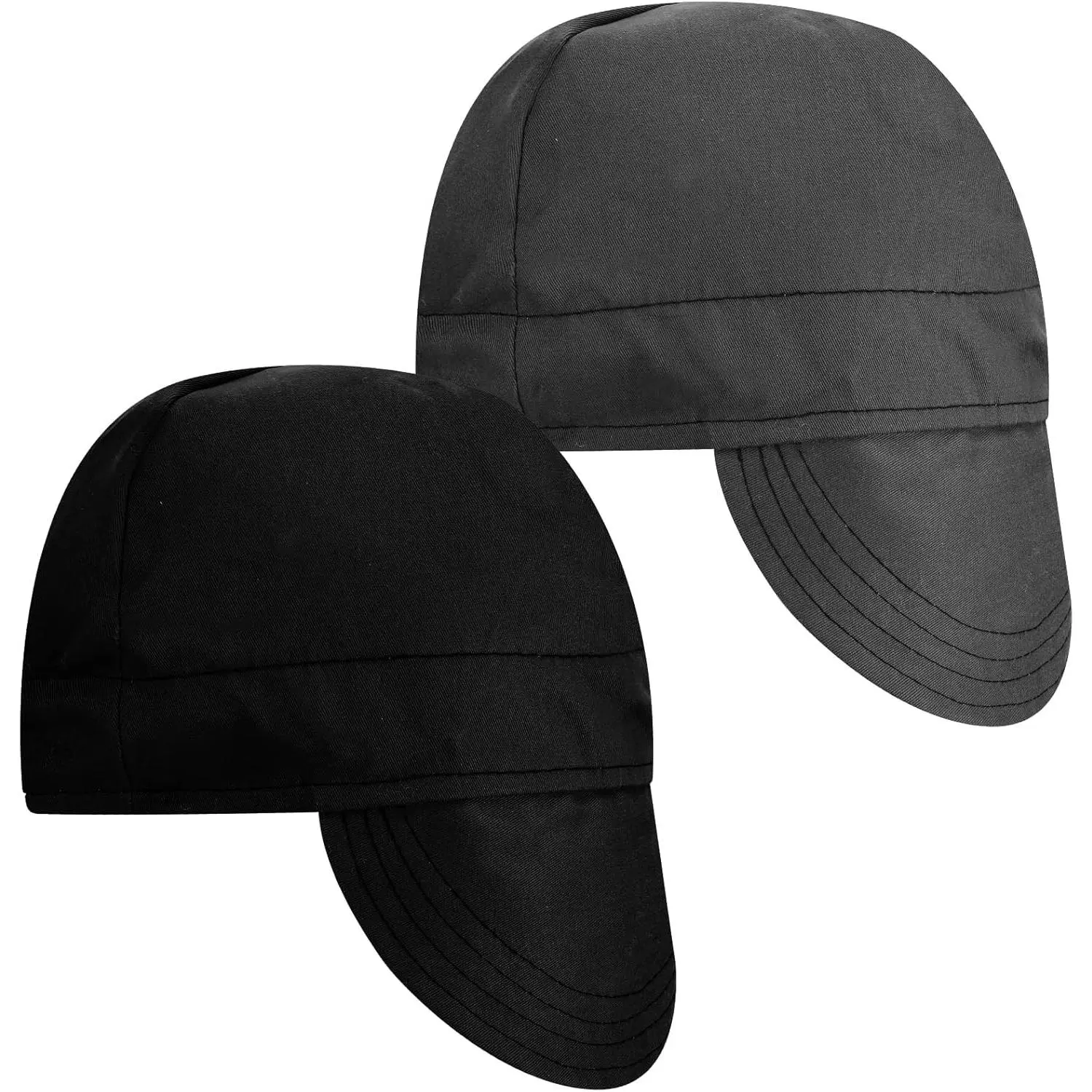 2 Pcs Welding Caps for Men Washable Water Flame Resistant Cotton Welding Hat Welder Caps Liner Low Crown Elastic, 6 7/8-7 3/8(Classic,Black Gray)