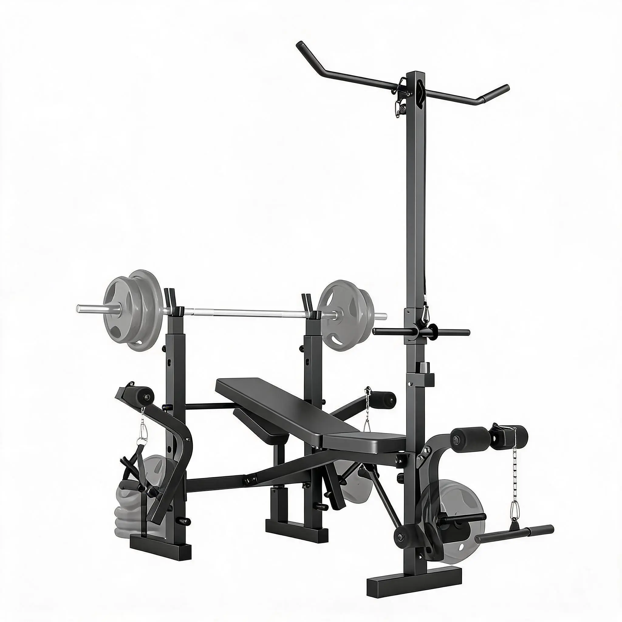 Garvee Garvee Heavy Duty Adjustable Weight Bench Press Set for Home Gym, 900lb Capacity Multi-Function Collapsible Bench with Squat Rack, Leg Extension, Preacher Curl Pad & Butterfly Arm