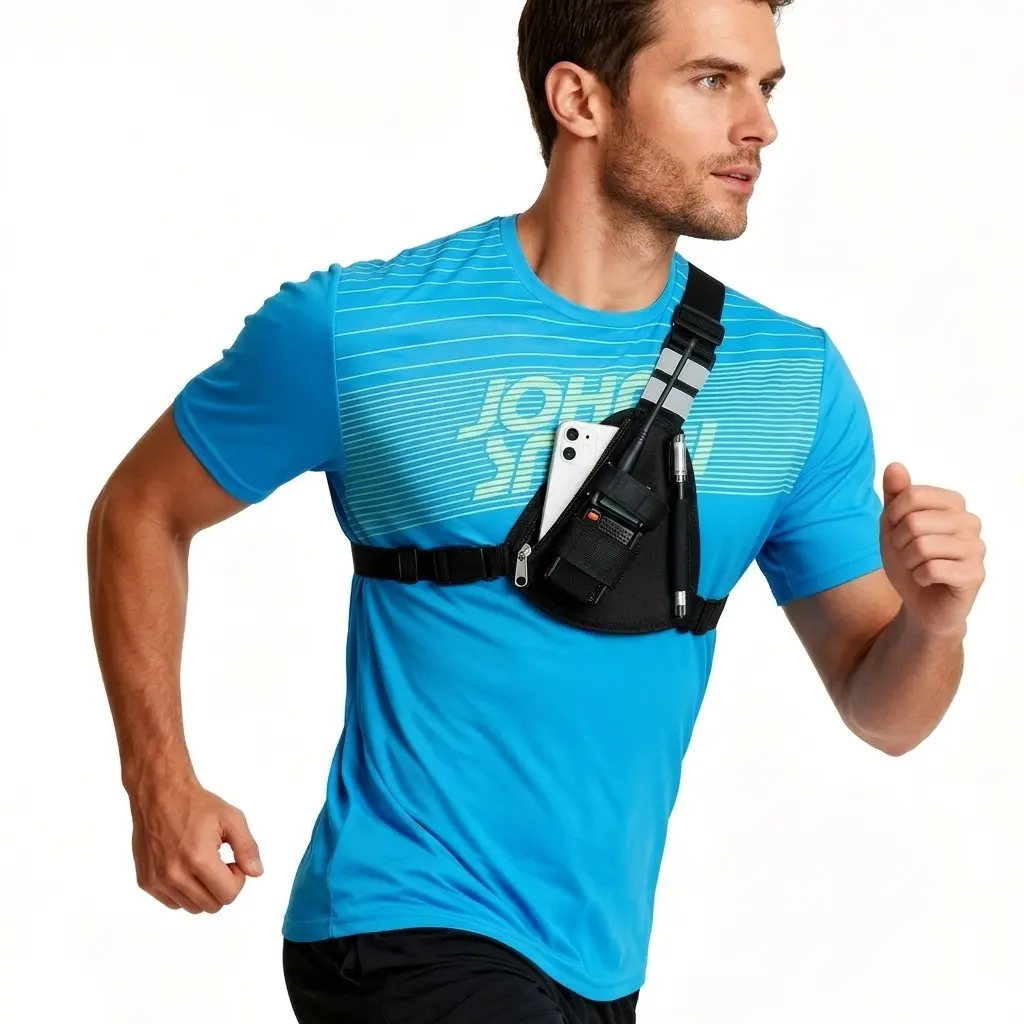 Unisex Adjustable Secure Running Chest Bag, Nylon Outdoor Backpack, Ideal for Hiking, Camping, Climbing