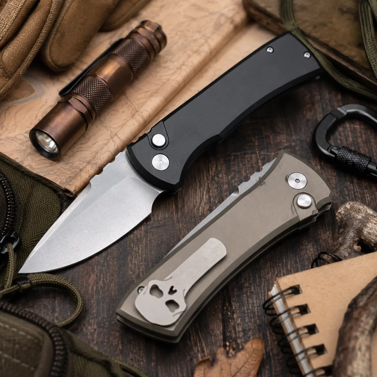 S35VN Steel 229 Folding Knife, 3.38 in Stonewashed Drop Point Blade, Aluminum Handle, Button Lock, Pocket Clip, EDC Outdoor with Gift Box