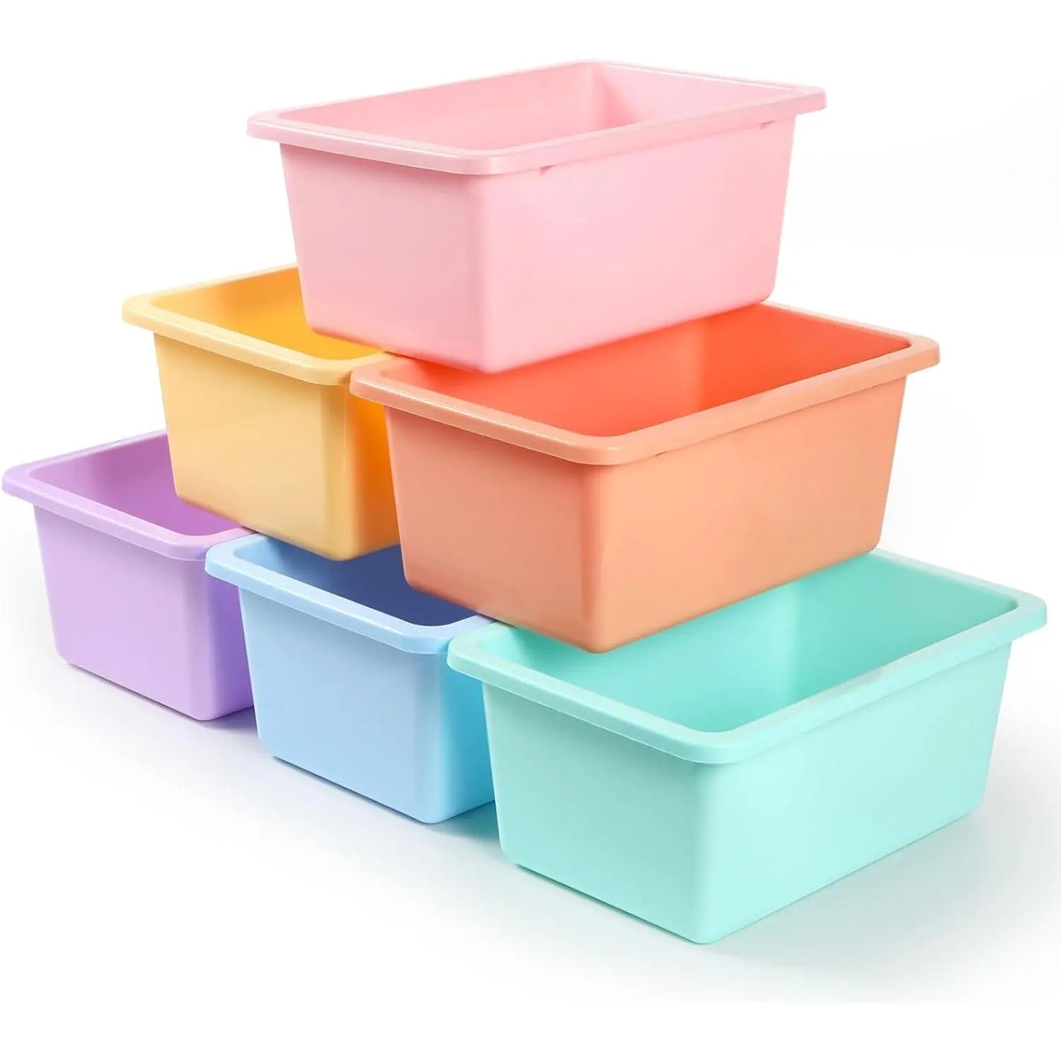 6 Pack Plastic Cubby Bins for Classroom Stackable Book Bins Plastic Classroom Cubby Organization Storage Containers  Storage Cubbies for Library School Office   Playroom (Pastel)