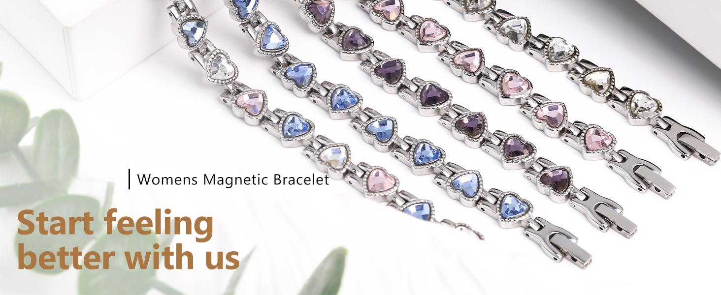 Magnetic Bracelets for Women, Titanium Steel Magnetic Bracelet with Neodymium Magnets & Sparkling Crystals, Jewelry Gifts SpringStatements ideal christmas men casual style teen boy perfect family religious party couple romantic idea gold-toned diy craft