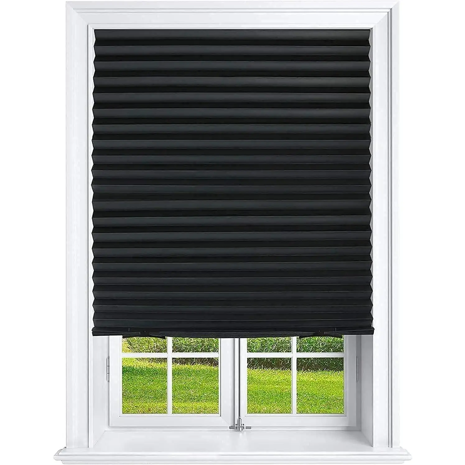 Pleated Window Paper Shades Room Darkening Blinds Black 36" x 69" (Pack of 6 Temporary Shades)