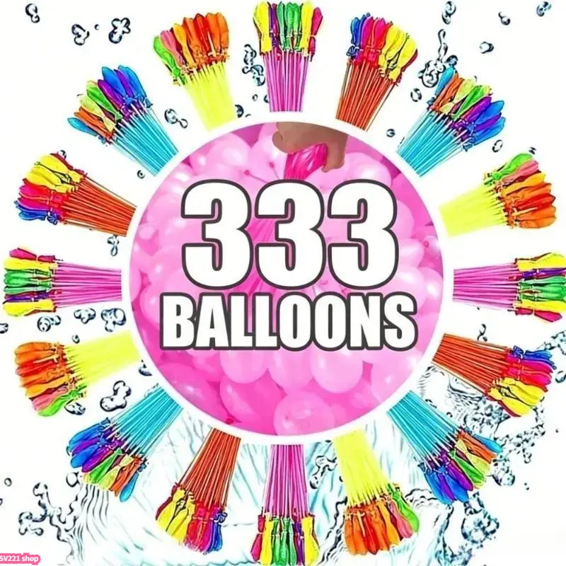 Self-Sealing Water Balloons 111/222/333/555 Pack, Multicolor Latex Bunches for Kids, Fast Filling & Garden Hose Compatible for Backyard Water Fights & Pool Parties