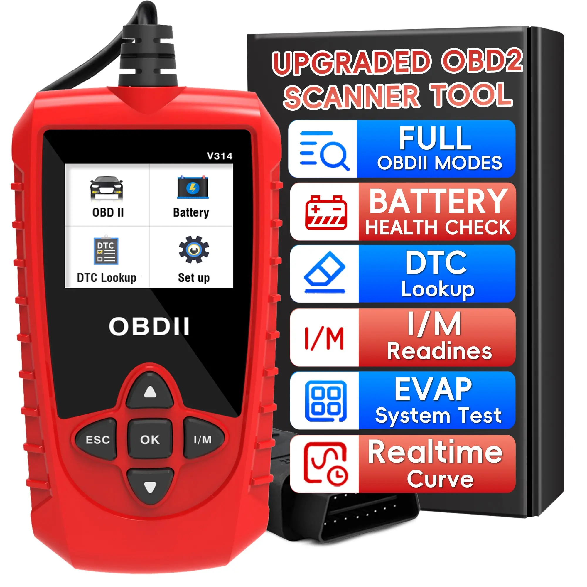 Obd2 Scanner Code Reader, Automotive, Engine Light Reset, One-Button I/m, Error Code Clearing, Dtc Lookup, Car Diagnostic Tool for Obdii/eobd Vehicles