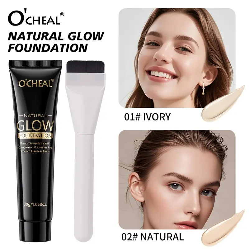 2-Color Air Spray Foundation with Brush, Clear Natural Concealer, Light to Medium Coverage, Ideal for Women & Girls, Beautiful Gift Option