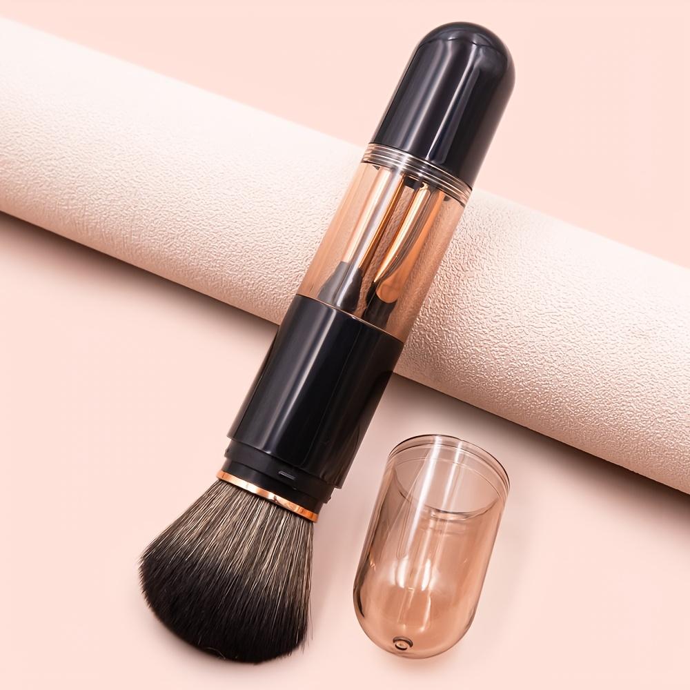 6-in-1 Extendable Makeup Brush Set with Retractable Blush & Foundation Brush & 2 Double-Ended Eyeshadow Brushes - Portable Travel-Friendly Compact Suitable for Skin Types, Concealed Angled Foundation Tip, Detachable Nylon Bristles for -the-
