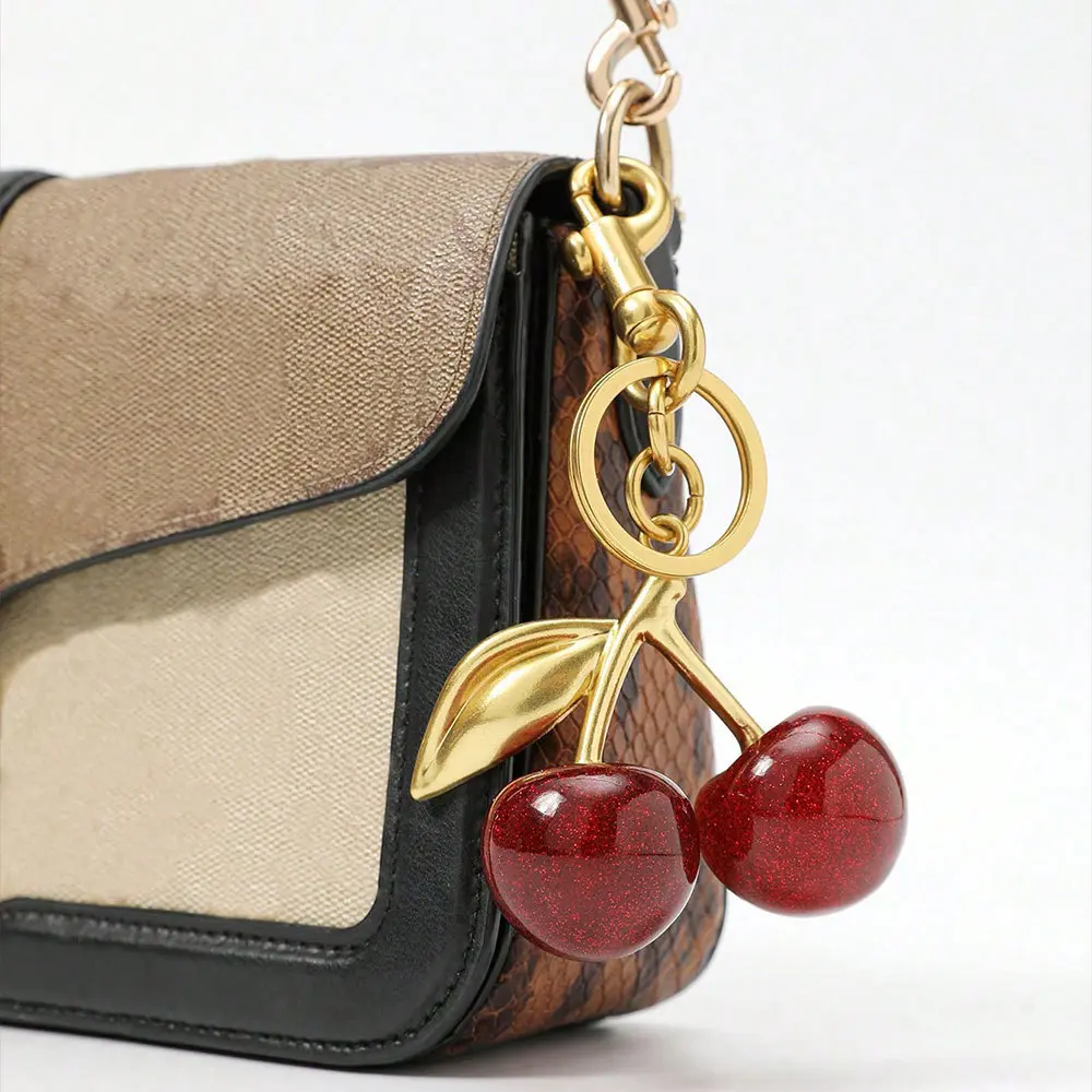 Cherry-Shaped Bag Charm Fashionable Fruit-Shaped Keychain Exquisite Car Keychain Mother's Day Birthday Gifts Ideas Cherry Accessories For Women